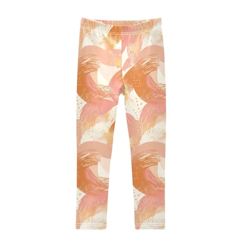 Rose Gold Abstract Metallic Kids Baby Girls Basic Leggings Stretchy High Waisted Dance Pants Sports