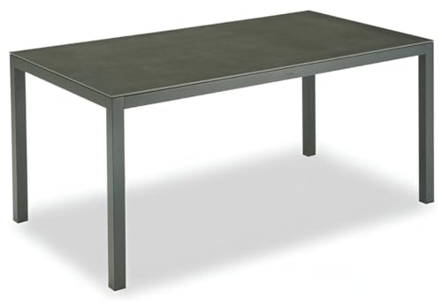 Liadomo Gartentisch Scalea - 160x90 cm - Keramik-/Sinterstein-Tischplatte - Granit-Optik - Aluminium-Gestell - pflegeleicht - wetterfest - Kratzfest - für Garten und Terrasse