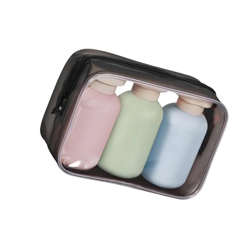 3 botellas ergonómicas a prueba de fugas de tamaño de viaje de 100/200/300 ml, recipientes recargables para champú, loción y crema, recipientes compactos de viaje