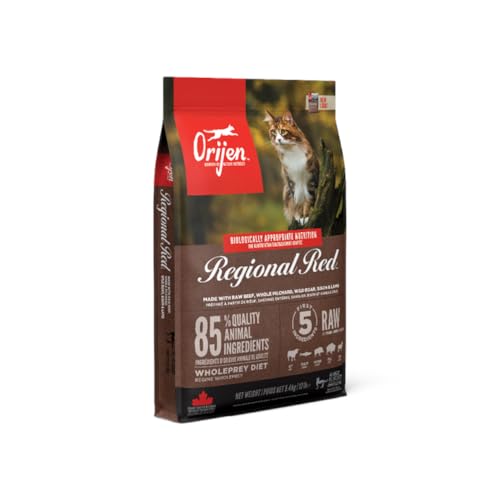 Orijen Cat Regional Red | Doppelpack | 2 x 340 g | Alleinfuttermittel für ausgewachsene Katzen | 85% hochwertige tierische Zutaten | Überzug aus gefriergetrockneter Leber