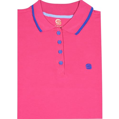 Sotex Women's Polo Dress Short Sleeve With Embroidery, Fuchsia,M