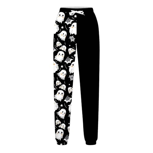 Girls Cute Ghost Print Sweatpants Kids Drawstring Joggers Athletic Halloween Track Pants with Pockets for 3-13 Years4