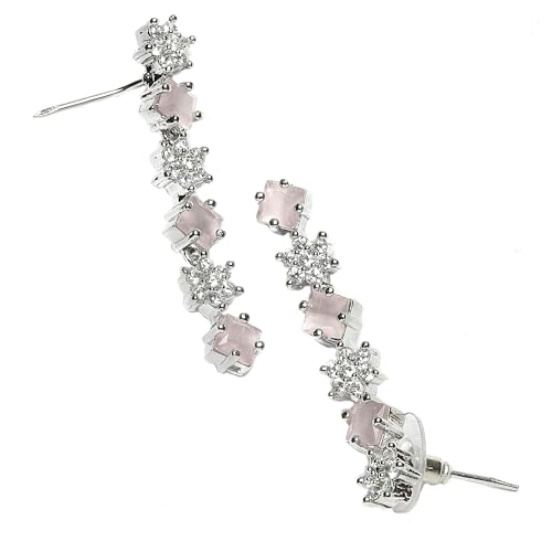 Image of ZENEME Rhodium-Plated American Diamond Studded Star Shaped Layered Necklace With Earrings Jewellery Set For Girls and Women