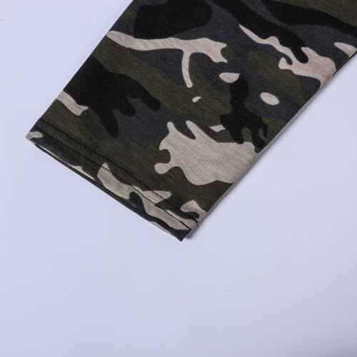 Boys Camo 2 Piece Outfit Fall Kids Long Sleeve Graphic Trendy Sweatpants Sweatshirts Crewneck Pullover Kids Clothes Set4