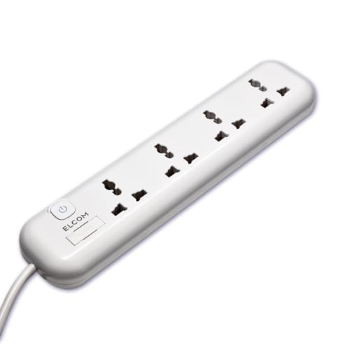 Elcom- Universal Power Strip, 4 Sockets with Illuminated Switch, White Color 250V, Fuse, Surge Protector, Fire Resistant & 1.8m Wire, Extension Box for Home appliances with 2 Year Warranty (B0CW1N225L) Amazon Price History, Amazon Price Tracker