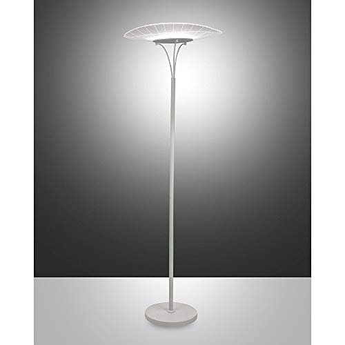 Lámpara de pie LED integrada Fabas Luce Vela de cristal blanco para luz difusa y eficiente