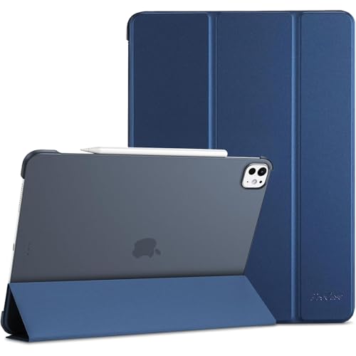 ProCase for iPad Pro 13 Inch Case M5 2025/ M4 2024, Smart Cover iPad Pro M5 M4 Case 13 Inch, Slim Stand Translucent Hard Shell Back, Supports Touch ID, Auto Wake/Sleep -Navy
