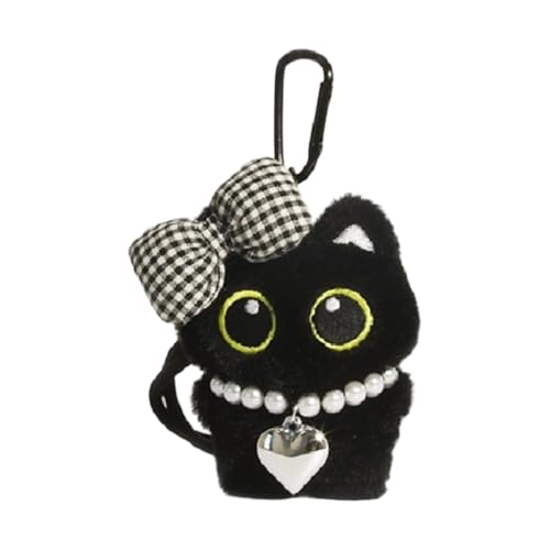sodeber Peluche chats noirs mignons en peluche pour porte-clés, jouet doux décoration pour accessoires de sac à dos et cadeaux spéciaux, M
