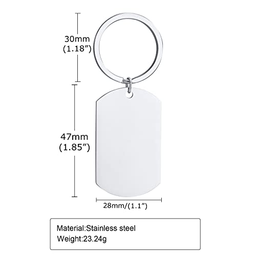 Vnox Free Engraving-Stainless Steel Army Dog Tag Keychain Keyring,Gift For Dad Husband Boyfriend #TOP5