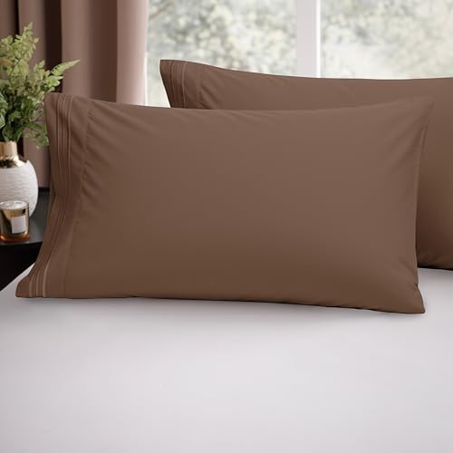 Image of Elegant Comfort Luxury Ultra-Soft 2-Piece Pillowcase Set 1500 Thread Count Egyptian Quality Microfiber Double Brushed-100% Hypoallergenic-Wrinkle Resistant, California King, Taupe