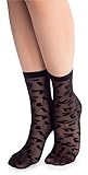 NOQ Modische gemusterte Damensocken Fancy Strümpfe Sheer Pop Free Size, Animale Nero