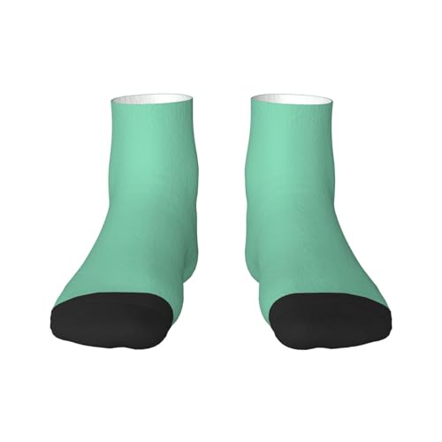 Lerogen Mint Green Color Print Ankle Socks For Women Men