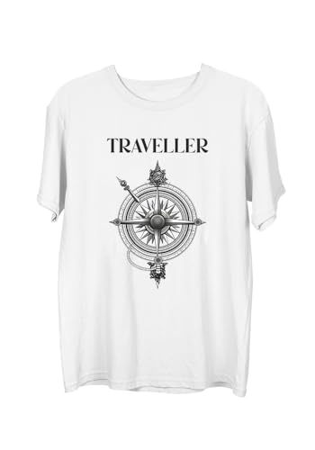 Image of Wear Your Opinion Men's S to 5XL Premium Combed Cotton Printed Half Sleeve T-Shirt (Design : Travel Compass)