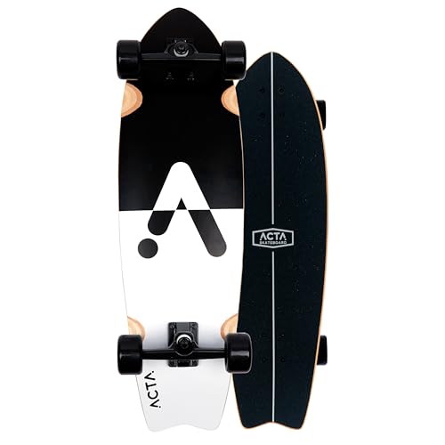 ACTA Surfskate Upside Down 32' – Schwarz & Weiß - 7-lagiges Ahorn-Surf-Skateboard - Ideal für Anfänger und Fortgeschrittene - Für Pumptrack, Cruising und Urban Carving