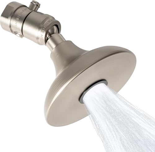 High Sierra Showerheads® - HALF DOME® Solid Metal 1.25 GPM Rain Shower, Ultra Low Flow Shower Head with Trickle Valve, Patented Nozzle Never Clogs - Brushed Nickel Finish