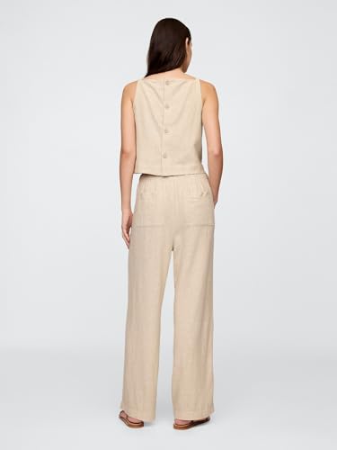 Image of Gap Womens Wide Leg Linen Pull on Pant