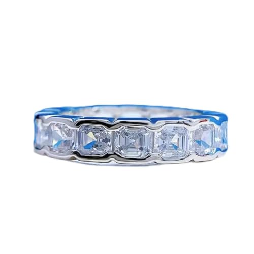 Bague en argent S925 diamant 4x4mm pour alliance de mariage élégante