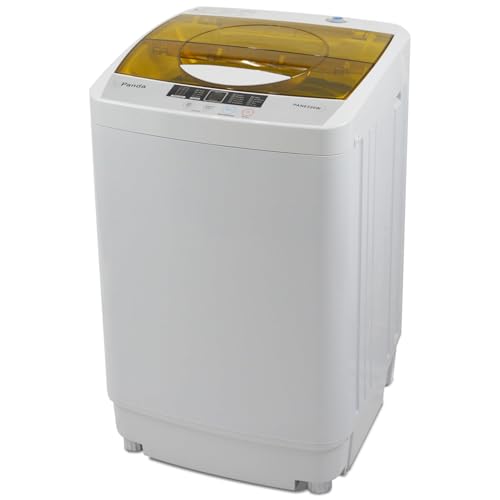 Panda 1.34 Cu.ft Portable Washing Machine, Fully Automatic Laundry Washer with Built-in Drain Pump, 10 LBS Load Volume, Top Load Clothes Washer for Apartment and Household, Yellow Transparent Lid