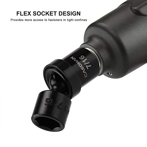 Casoman 1/4-Inch Drive Shallow Universal Impact Socket Set, Sae, 6 Pieces Set, 1/4" To 9/16", 6-Point, Cr-Mo, Swivel Socket #TOP4