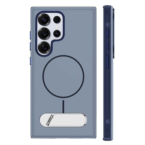 Coque Samsung S24 Ultra antichoc mince MagSafe bleu béquille titane