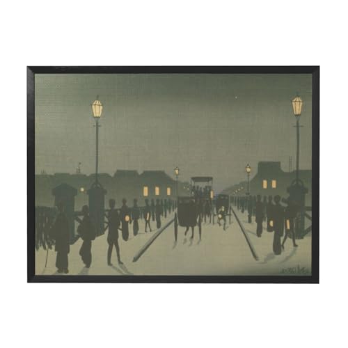 アートパネル 小林清親 浮世絵 日本橋夜 複製画 世界の名画 ポスター キャンバス絵画 アートフレーム 装飾画 壁飾り インテリア 絵画 油絵 装飾 寝室 オフィス バー 飲食店 新築/開店/開業/結婚祝い 母の日 プレゼント ギフト (30*40cm)