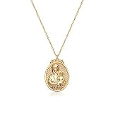 gdcoin coin necklace 14k gold plated vintage medallion pendant oval dainty necklace for women