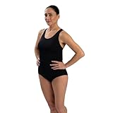 Dolfin Aquashape Conservative Lap Swim Suit | Chlorine-Resistant Women's One-Piece Training Swimsuit with Built-in Shelf Bra | Ideal for Lap Swimming, Water Aerobics, and Aquatic Fitness (Black, 16)