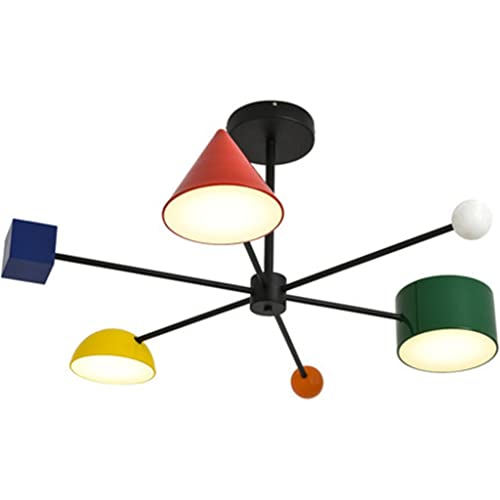 Aouoeeo Lámpara Colgante Minimalista con diseño geométrico Creativo de Dibujos Animados para Dormitorio Infantil, iluminación LED Colgante.