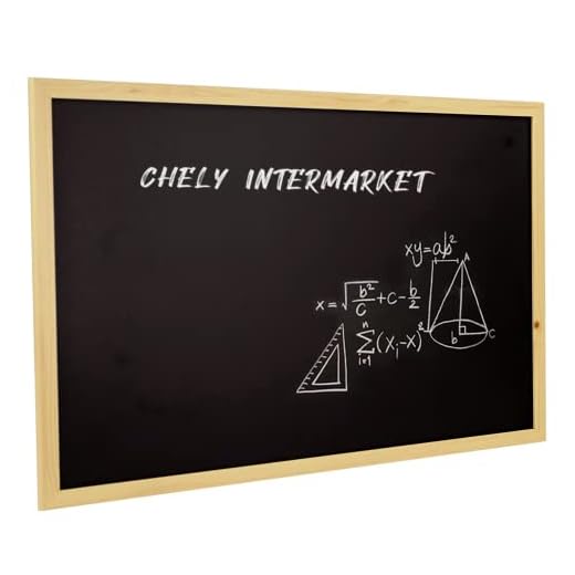 CHELY INTERMARKET Pizarra Negra 90x60cm de pared hecho con madera. Equipado con tizas y borrador