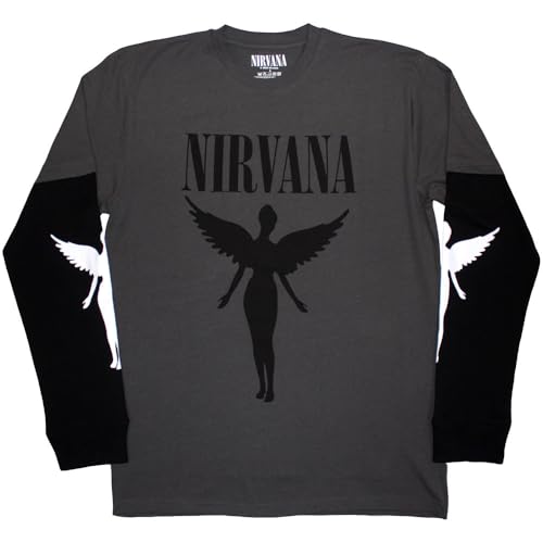 Nirvana in Utero Mono Layered Long Sleeve T Shirt Size XL Charcoal