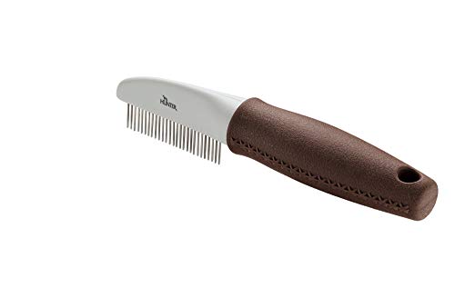 HUNTER SPA Pflegekamm mit rotierenden Zinken, zur Pflege von Deckhaar und Unterwolle, 19,0 x 4,0 cm, M, grau / braun