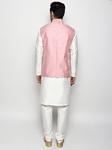 Image of Uri and MacKenzie Men's Silk Blend Kurta Churidar Pyjama with Stylish Nehru Jacket