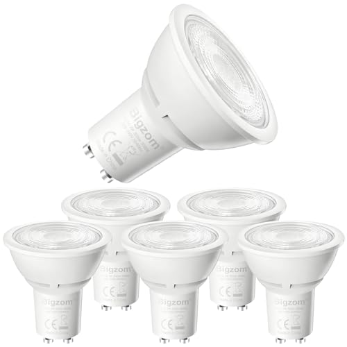 Bigzom [Classe Énergétique A] Ampoules LED GU10 Blanc Chaud, 360LM 3000K 2W, Économie d'Énergie Remplaçant 4-6W, AC 220-240V Sans Scintillement, Angle d'Éclairage 38 Degrés, Non Dimmable, Lot de 6