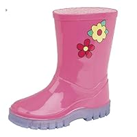 StormWells Junior Kids Floral Design Puddle Wellies. Kids Sizes 3-10 (EU 19-28) Pink