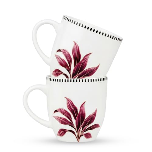 Image of Vistas Orchid Ceramic Mug Set of 2 for Coffee, 500ml Each | Microwave & Dishwasher Safe Coffee Mug | Matte Finish Coffee Cup | Mug Set, Perfect for Every Occasion, Coffee Cups & Mugs