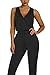 Fixmatti Women Sleeveless V-Neck Romper Long Pant Set Clubwear Jumpsuit Black M
