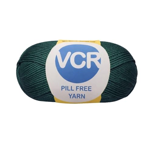 Image of VCR Dark Green Yarn, Pill-Free Soft Knitting Yarn, 100 Grams Hank, 263 Meters Length, Low-Pill Acrylic Yarn, Soft Crosia Threads, Pack of 1, Suitable for Beanies, Caps and Gloves
