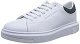 Armani Exchange Basic, Back Extended Logo, Sneaker, Zapatillas para Hombre, Multicolor (Opt White+Dark Green), 43 EU