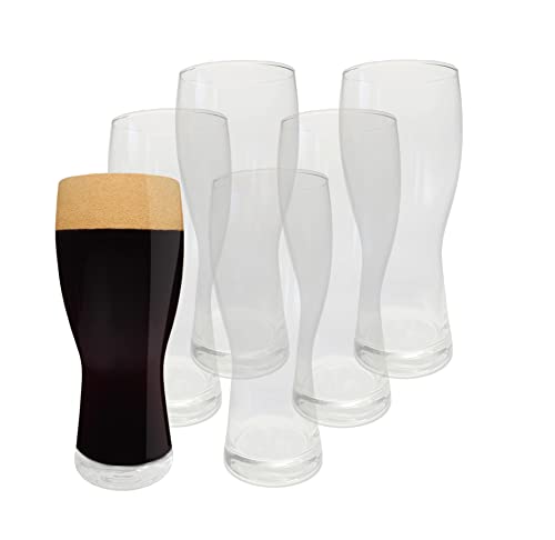 Provance 6 x Bierglas Schwarzbierglas Dunkelbier Stout Pint 500 ml 0,5 Liter Ø 8,5 x 20cm Glas spülmaschinenfest Ø 8,5 x 20 cm ohne Füllstrich zeitloses Design klares Glas