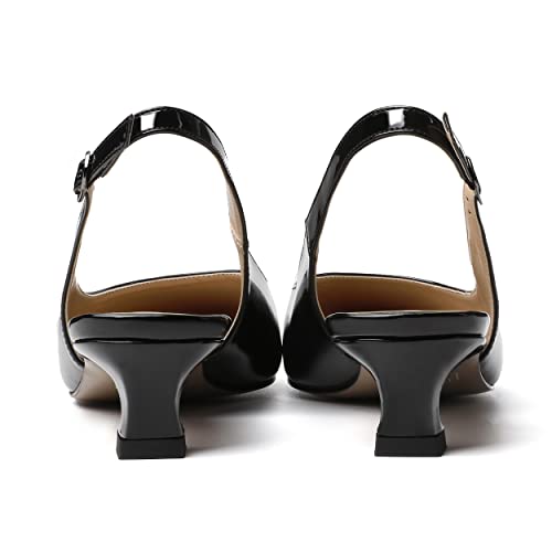SKYSTERRY Women's Slip On Square Toe Casual Patent Slingback Dating Spool Low Heel Pumps Shoes 1.5 Inch4