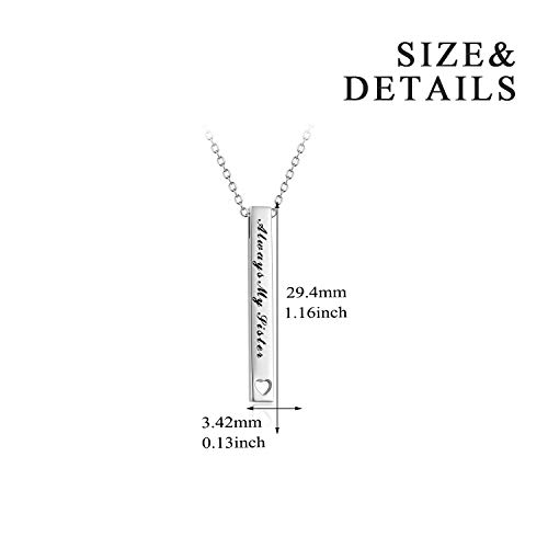 Sterling Silver Bar Necklace - Inspirational Jewelry for Women: Birthday Gifts for Sister, Friends4