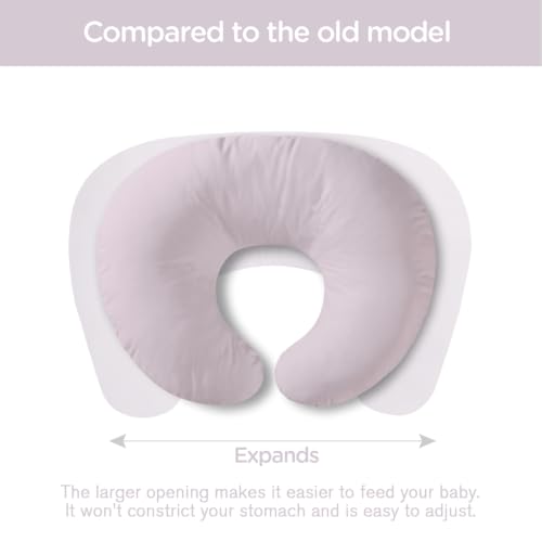 Image of Plushii U-Shaped Nursing Pillow with Washable Cover,Blush | Ergonomic U-shaped breastfeeding support pillow for mom and baby, featuring a soft, breathable and washable cover