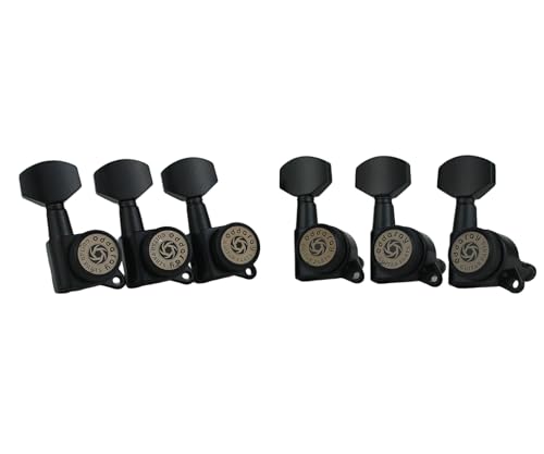 Eddaray 6 In-line Guitar Locking Tuners 6 Right Hand – 1:18 Gear Ratio Lock String Tuning Key Pegs Machine Heads Set with Hexagonal Shaped Knob Replacement, (E-107SP, Black)