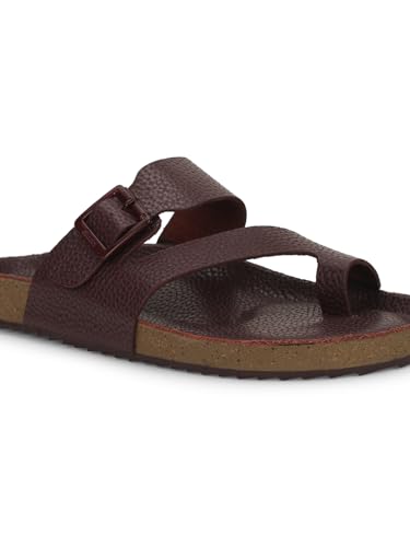 Image of Bata 8755 NEW BIO MILLED E: Men's Maroon Casual Slip-On Thong Slippers for Stylish Comfort