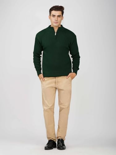 Image of LOQUE Men's Wool Blend Selection Sweater Half Zip High Neck Pullover Warm Casual Winter Wear for Office and Travel