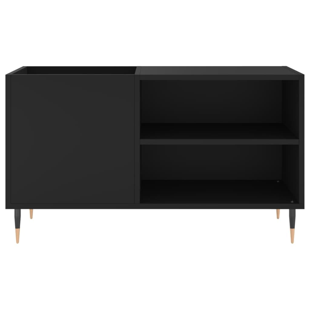 Tomostar Support pour Tourne-Disque, Porte-disques Présentoir Meuble de Rangement pour Disques Vinyles Noir 85x38x48 cm Bois d'ingénierie