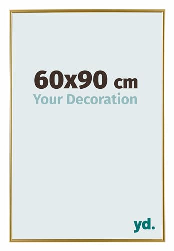 Your Decoration - Bilderrahmen 60x90 cm - Gold - Bilderrahmen aus Kunststoff mit Acrylglas - Antireflex - 60x90 Rahmen - Evry