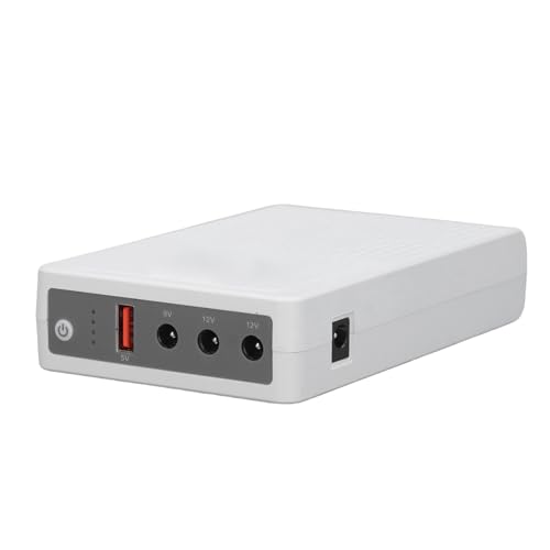 Supcupación Batería USB Mini UPS, Fuente Alimentación 18000 MAh para Módem Enrutador, Cámaras, Teléfonos Inteligentes, 4 Puertos, Regulación Voltaje Automático, 3 Adaptadores