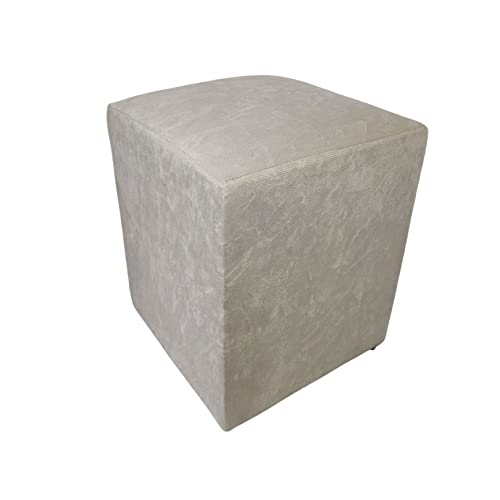 Puff Sem Baú Quadrado Decoração Courino Estampado Banqueta (Bege Suede)