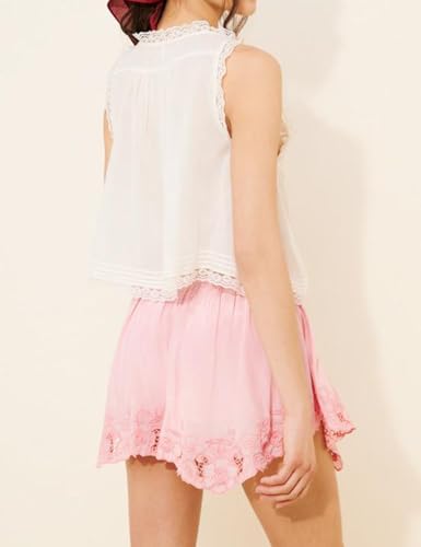 Yimoon Women Lace Trim Tank Tops Front Tie Button Front Crop Vest Y2K Going Out Tops Cute Summer Cami Sleeveless Shirt4